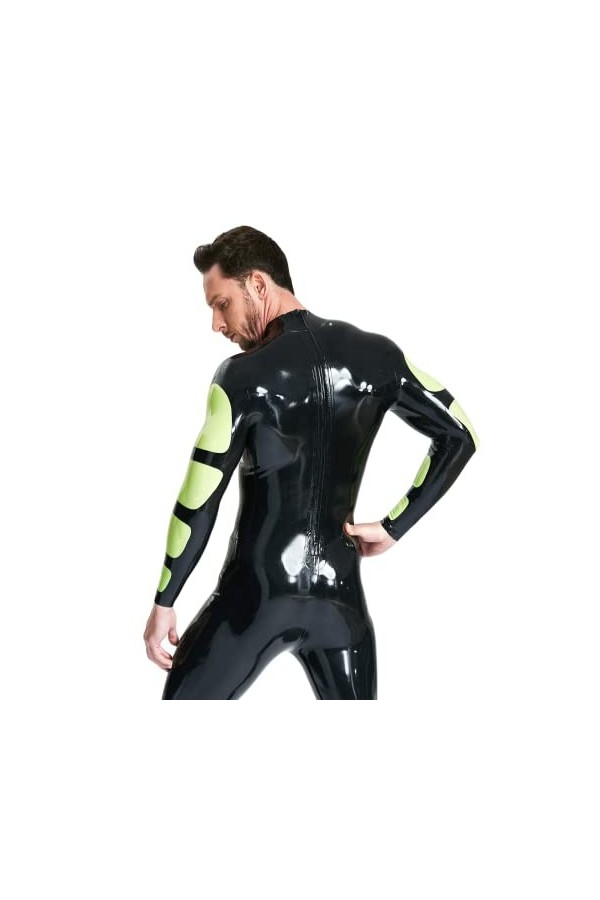 EMSMLAB Catsuit Homme Latex Catsuit Ceinture De Costume Caoutchouc Modélisé Latex, Noir , M