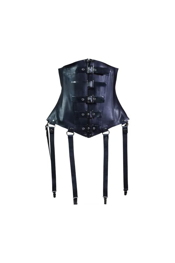 Corset sexy en latex noir avec laçage au dos en caoutchouc Bustiers Top Vêtements 1,0 mm, rouge, XL