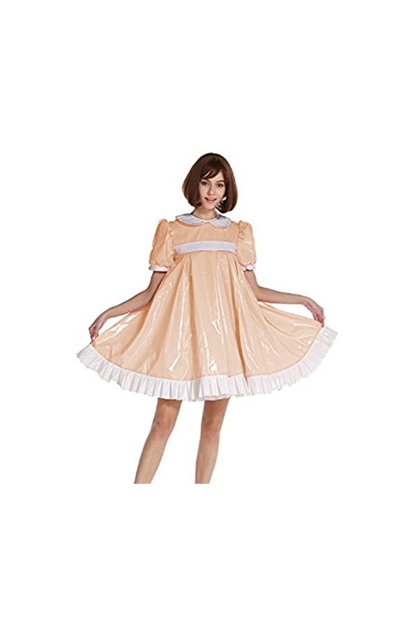 Robe grande taille en PVC uniforme noir robe femme 7XL fête, vert clair, 6XL