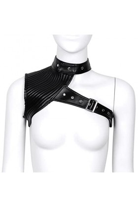 QEXTY Armure dépaule en cuir pour femmes en similicuir steampunk gothique harnais poitrine corset bustier réglable punk rock