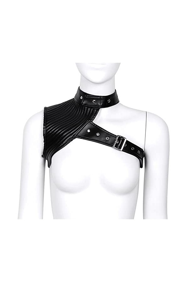 QEXTY Armure dépaule en cuir pour femmes en similicuir steampunk gothique harnais poitrine corset bustier réglable punk rock