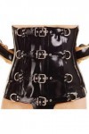 Corset sexy en latex noir avec ceinture et anneaux en D avec fermeture éclair en caoutchouc, 1,0 mm, noir, femme XL