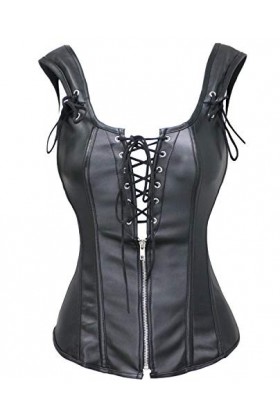 Bslingerie® Femmes Cuir synthétique Overbust Corset S, Armeegrün 