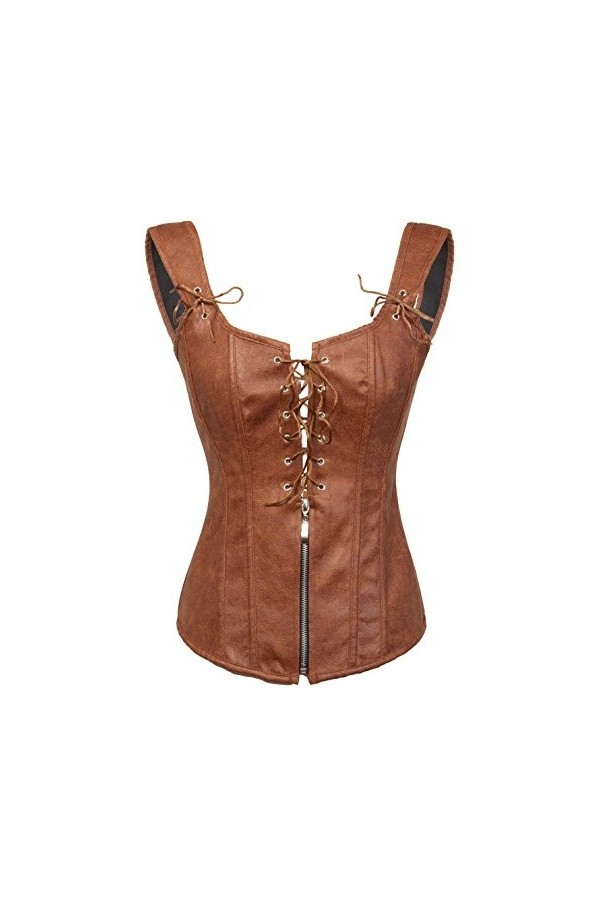 Bslingerie® Femmes Cuir synthétique Overbust Corset S, Armeegrün 