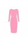 Robe longue simple grande taille à col rond pour femme en simili cuir à manches longues brillant métallique Clubwear Robe lon