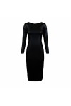 Robe longue simple grande taille à col rond pour femme en simili cuir à manches longues brillant métallique Clubwear Robe lon