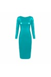 Robe longue simple grande taille à col rond pour femme en simili cuir à manches longues brillant métallique Clubwear Robe lon