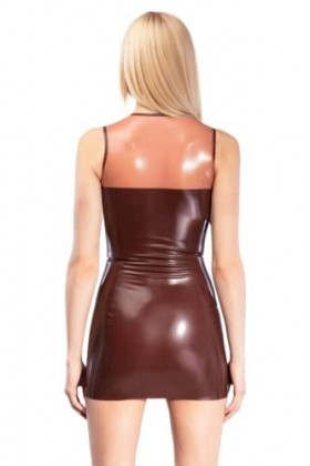Robe de cocktail en latex 100 % naturel - En caoutchouc - Sans fermeture éclair - Marron - Élégante - Pour soirée - Personnal