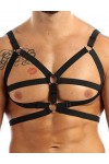 N/A/A Harnais de poitrine élastique réglable pour homme avec anneau torique en métal - Accessoire de soirée - Noir