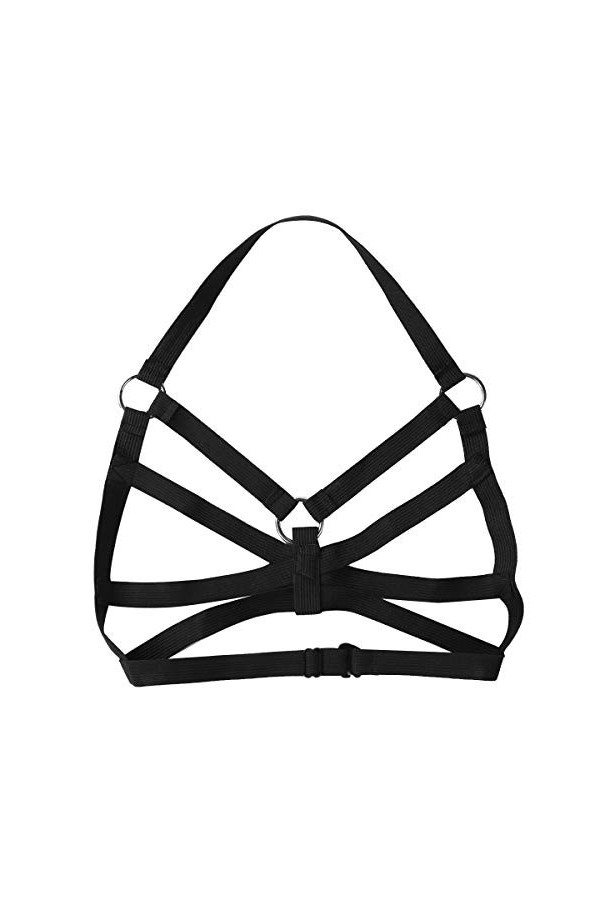 N/A/A Harnais de poitrine élastique réglable pour homme avec anneau torique en métal - Accessoire de soirée - Noir