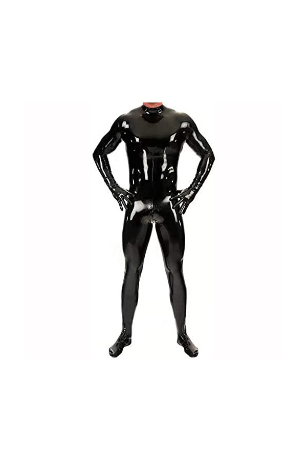 ZLZNX Catsuit en Cuir Verni Brillant pour Hommes Corps Entier Sexy Latex Combinaison à glissière serrée vêtements en Caoutcho