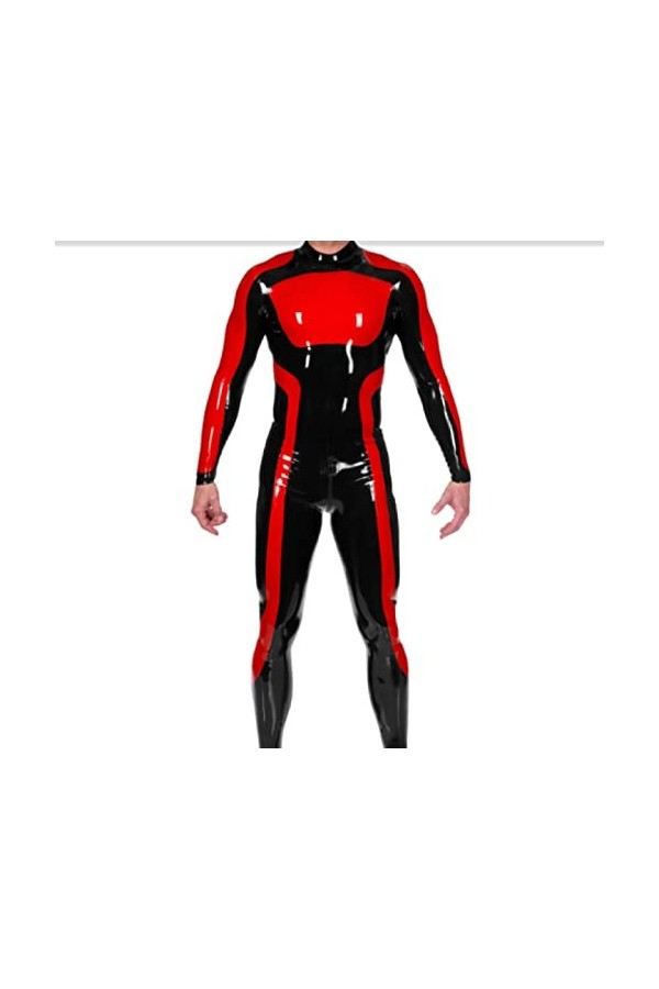 Latex Catsuit Zipper Uniforme Sexy Globale S-X3L 0.4mm,XXL,noir