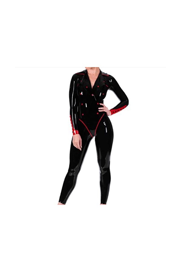 Latex Catsuit Caoutchouc Noir Zipper Pourriture Uniforme Sexy Costume Party,S, Purple