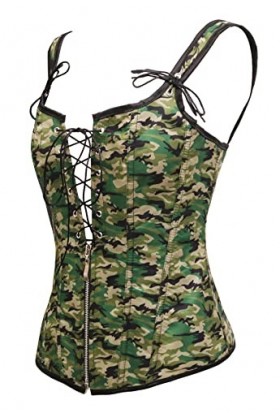 Bslingerie® Femmes Cuir synthétique Overbust Corset S, Armeegrün 