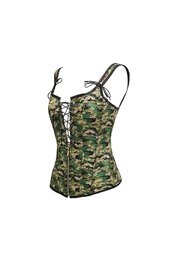 Bslingerie® Femmes Cuir synthétique Overbust Corset S, Armeegrün