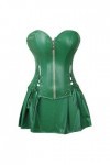 WEITING Gothique Faux Cuir Rouge Vert Corset Robe Gros Busty Basque Corset Mini Jupe Sexy Steampunk Taille Formateur Plus Tai