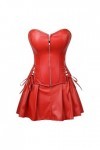 WEITING Gothique Faux Cuir Rouge Vert Corset Robe Gros Busty Basque Corset Mini Jupe Sexy Steampunk Taille Formateur Plus Tai