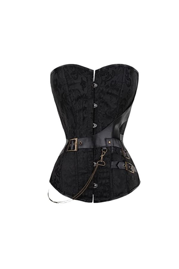 SHANHE Corset Steampunk Femme Noir Taille Plus Corset Gothique Faux Cuir Os-Noir,6XL