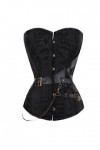 SHANHE Corset Steampunk Femme Noir Taille Plus Corset Gothique Faux Cuir Os-Noir,6XL