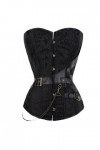 SHANHE Corset Steampunk Femme Noir Taille Plus Corset Gothique Faux Cuir Os-Noir,6XL
