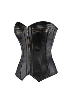 Sexy Steampunk Corsets Bustiers Faux Cuir Zip Corset Overbust Bustier Top Plus Taille Body Shaper Slim