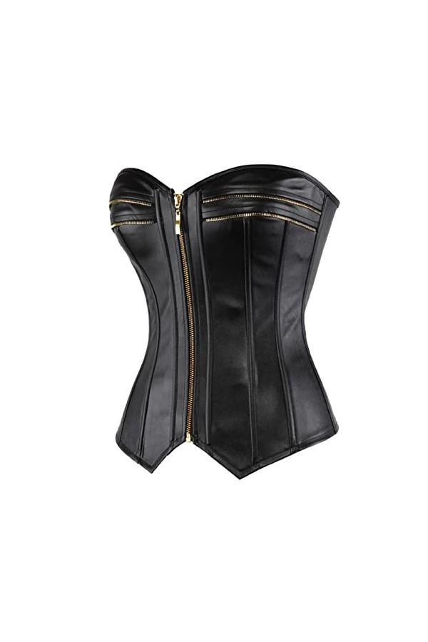Sexy Steampunk Corsets Bustiers Faux Cuir Zip Corset Overbust Bustier Top Plus Taille Body Shaper Slim
