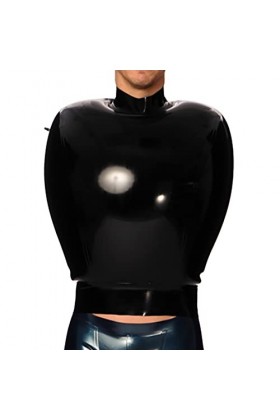 Chemise gonflable en latex avec col haut et fermetures éclair dans le dos - Haut sans manches en caoutchouc - Argenté, W noir