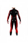 Latex Catsuit Zipper Uniforme Sexy Globale S-X3L 0.4mm,XXL,noir