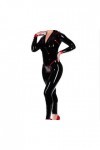 Latex Catsuit Caoutchouc Noir Zipper Pourriture Uniforme Sexy Costume Party,S, Purple