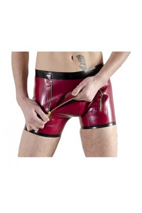 JVHGE 100% Latex Rubber Purple Sexy Boxer Shorts Zipper Beach Party Swimming Pool 0.4mm