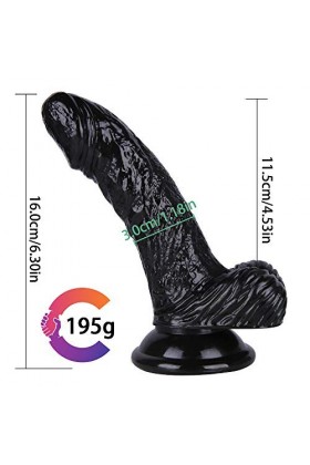WZFQ 16cm Silicone Réaliste avec Ventouse Imperméable Durable Petite Taille Convient Aux Débutants Dames Hommes Noir