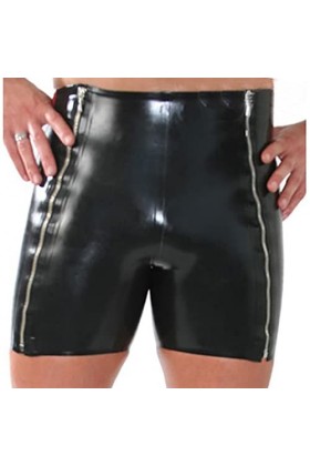 Garnitures noires et rouges à l’arrière Boxer sexy en latex avec fermetures éclair à l’avant, noir et blanc, homme M