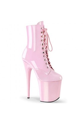 Pleaser FLAMINGO-1020 Blk Faux Leather,39 EU,Noir-Noir Vernis Bleu Roi Chrome