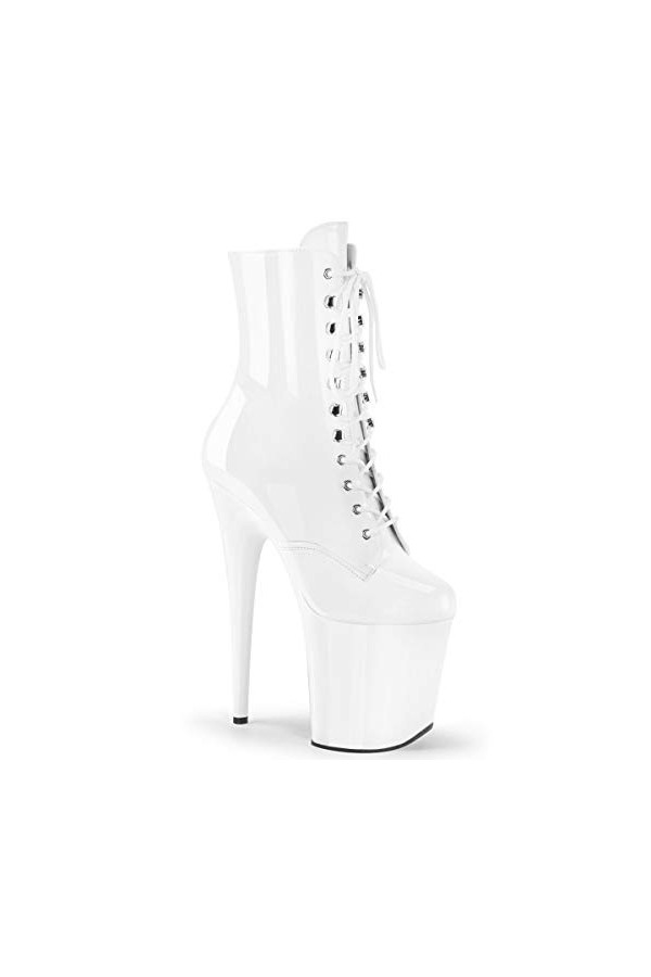 Pleaser FLAMINGO-1020 Blk Faux Leather,39 EU,Noir-Noir Vernis Bleu Roi Chrome