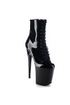 Pleaser FLAMINGO-1020 Blk Faux Leather,39 EU,Noir-Noir Vernis Bleu Roi Chrome