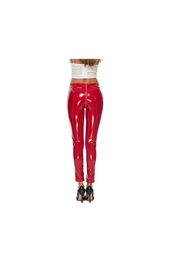 Latex CaoutchoucCaoutchouc Latex Latex Leggings Costumes Femmes Pantalon Skinny Décontracté,Rouge,XXL