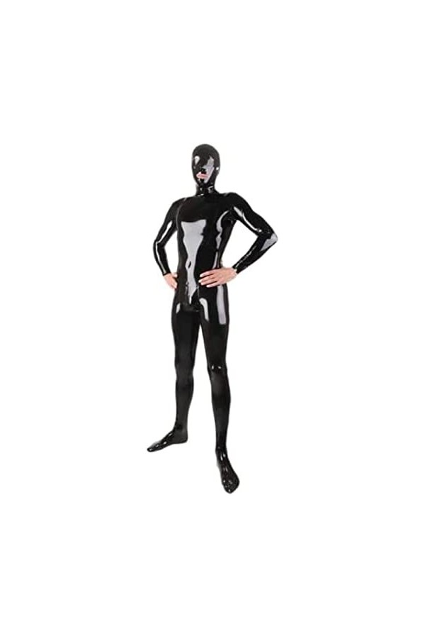 Capuche En Latex Pour Homme Noir Sexy Avec Fermeture Éclair À Larrière À Travers Lentrejambe,Le Noir,je