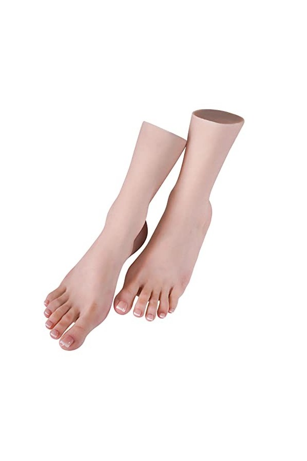 Minaky Pieds en Silicone Réaliste Mannequin Femme Pieds Taille Réelle Modèle pour Bijoux Sandales Chaussures Chaussettes Disp