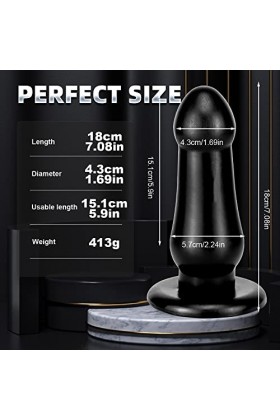 HLLL Massage en Silicone de Grand Diamètre, Conception Imperméable Noire en Silicone Souple