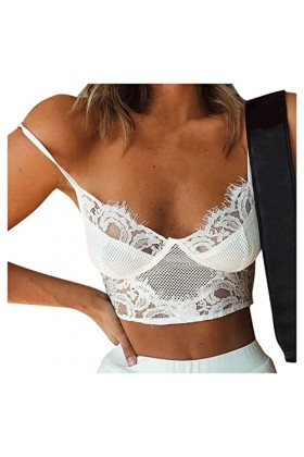 Bluelucon Lingerie sexy en cuir pour femme - Effet mouillé - Sous-vêtements sexy - Pour femme - Blanc - Taille XL