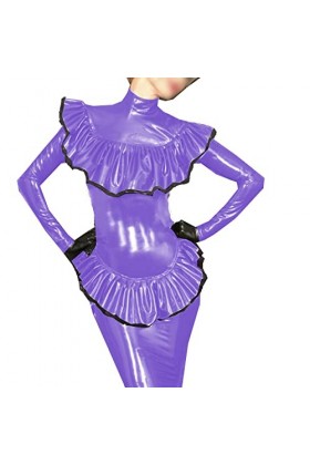 Femmes Volants Cuir Pvc Soirée Soirée Soirée Forfait Robe Dévénement De La Hanche,Violet,XXXL