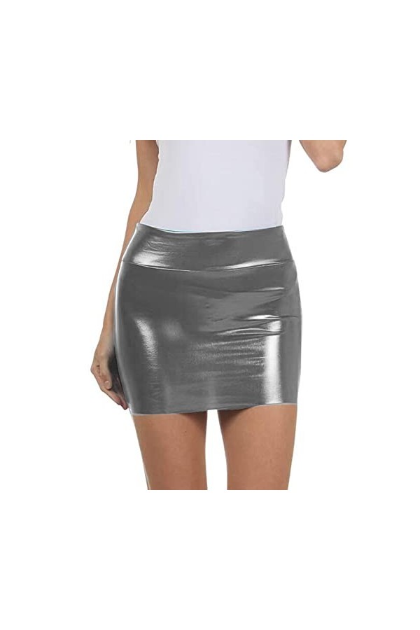 Women PU Leather Short Pencil Mini Skirt,Green,7XL