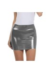 Women PU Leather Short Pencil Mini Skirt,Green,7XL