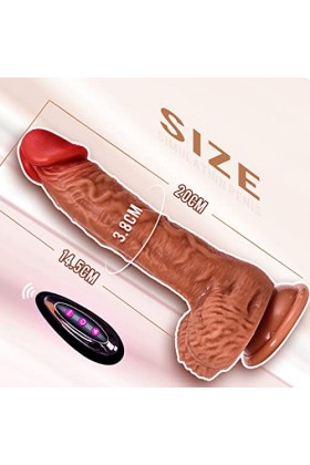 Ǵ̣odè Vìbrømàssèur Femme Séx Réalìstè Chàir, Ġodémîchéts Vîbrant Va Et Vient Vèntousè 20 Cm, Sàns Fil Telecommande Vîbrømass