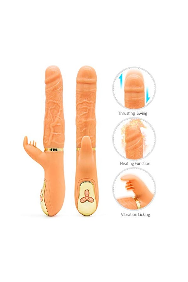 Godes pour Femme Realiste Penis Va Et Vient Ventouse, Godemichet Silicone Souple pour Homme Anale Canne de Massage, Peau Gode