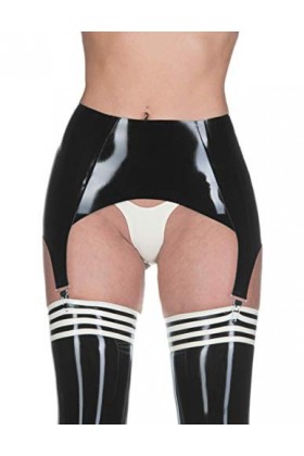 Porte-jarretelles en latex pour bas de contention classique 4 clips Noir 0,4 mm, noir, Taille S