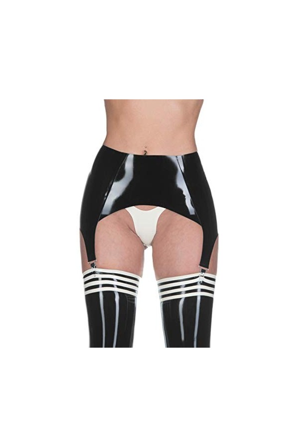 Porte-jarretelles en latex pour bas de contention classique 4 clips Noir 0,4 mm, noir, Taille S