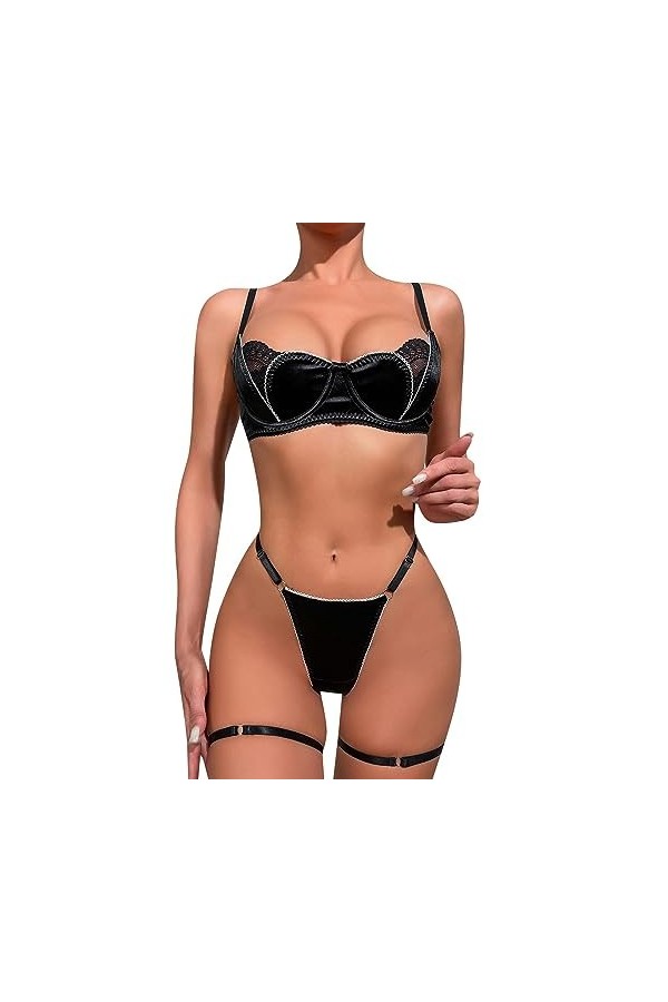 Youyu77 Lingerie Latex Homme Ultra Thin Sexy Fashion Mesh See Through Strap Sexy Lingerie Jumpsuit Legging Sexy Ouverte Blac