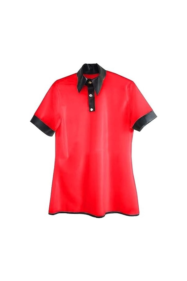 IDOBLO Hauts en Caoutchouc Naturel en Latex T-Shirts Hauts en Latex À Boutons Rouges Unisexe Beau Latex Personnaliser,Couleur