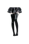YUUMIN Femme Bas Autofixants Sexy Brillance Cuir Wetlook Collants Cuisses Latex Chaussettes Longues De Soirée Party Clubwear 